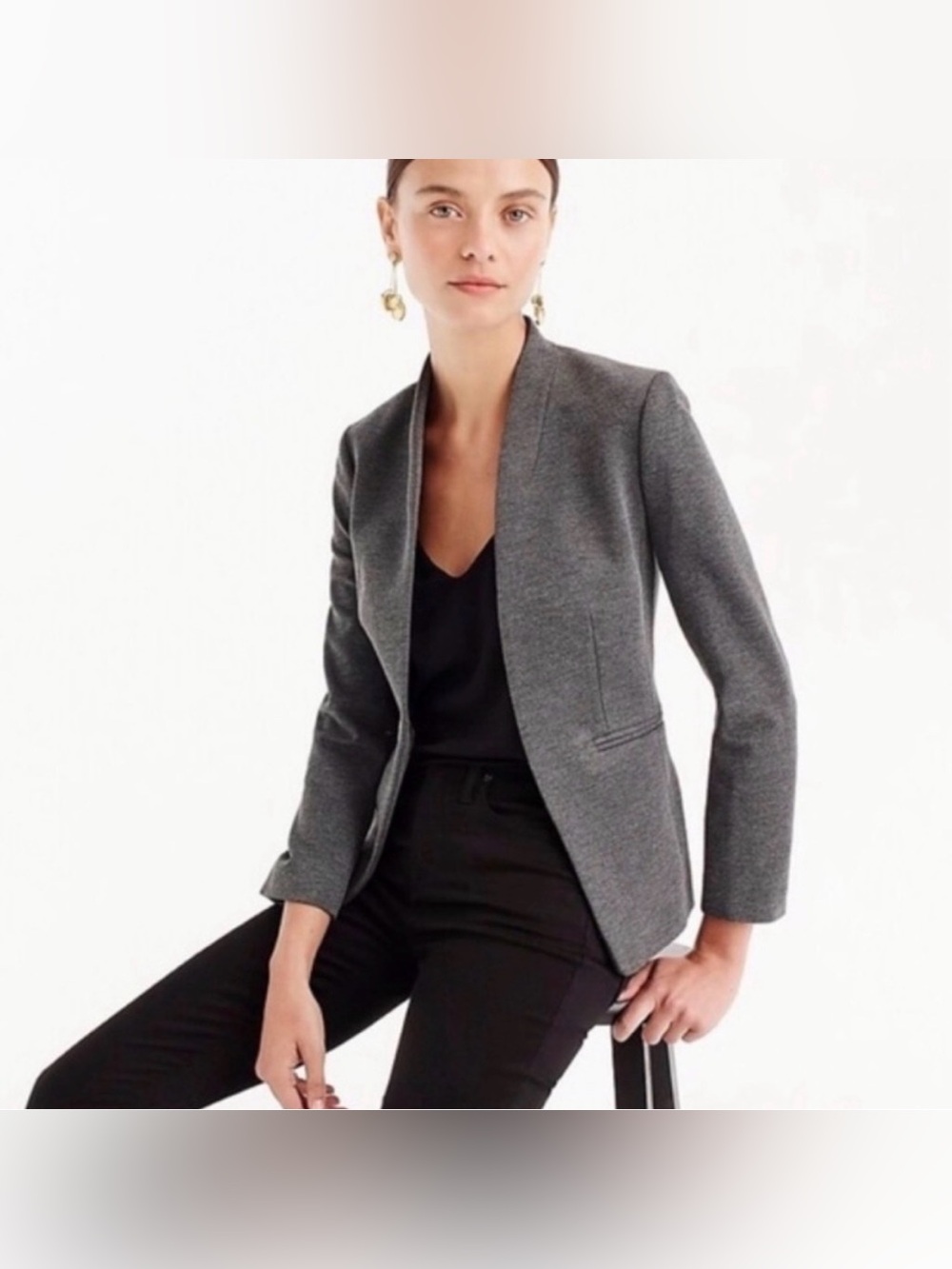 J. Crew 365 Going Out Blazer Women’s 4 Stretch Career Gray Office Open Front